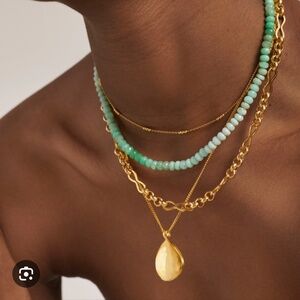 Monica Vinader 18CT Gold Vermeil Chrysophraae Beaded Necklace